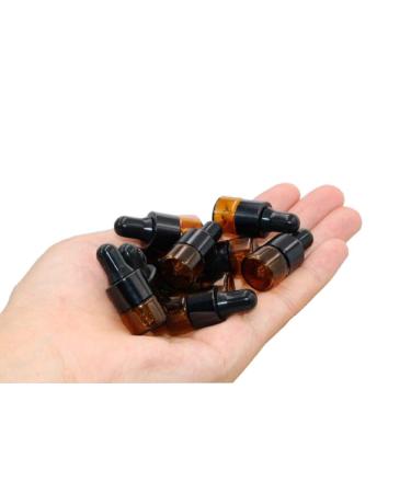 30Pcs Amber Glass Dropper Bottles Mini Empty Sample Vials Essential Oil Dropping Bottles Perfume Jars Cosmetic Container with Glass Eye Dropper and Black Caps (1ml)