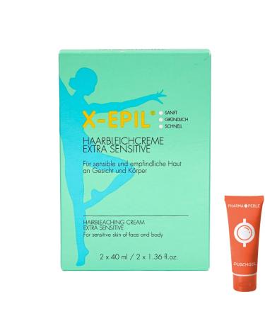 X-EPIL Hair Bleaching Cream - Extra Sensitive 2x40ml | Gentle & Fast for Face & Body | Savings Set + Free Gift - Buy Online on SooperMarket.com