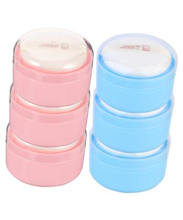 GAFOKI 6pcs Box Body Powder Puff Box Make up Powder Puff Baby Powder Travel Dispenser After-Bath Puff Box Empty Body Powder Container Baby Powder Dispenser with Puff Loose Powder Puff Assorted Color 8x6cm