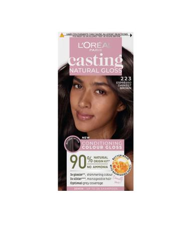 L Or al Paris Ammonia Free Semi-Permanent Hair Dye 223 Brown Espresso Glossy Hair Colour Natural Looking Finish For up to 28 Shampoo Casting Natural Gloss 1 Application