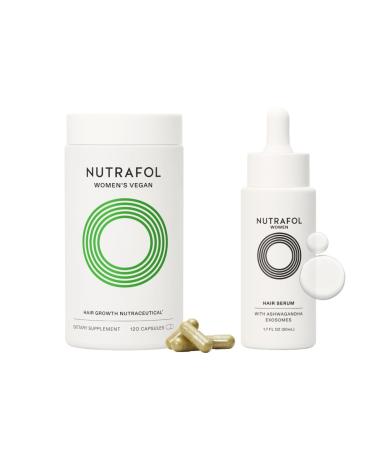 Nutrafol Women's Vegan Hair Growth Supplements and Hair Serum Ages 18-44 Planted-based and Clinically Tested for Visibly Thicker Hair Dermatologist Recommended - 1 Month Supply 1.7 oz Bottle