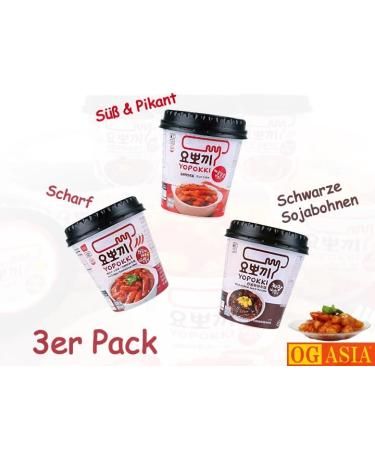 Yopokki 3 SPACK MIX Rice Cake Cups - Korean Instant Rice Cakes - Spicy & Sweet - 400g - OG Asia - International Shipping - Buy Online on SooperMarket.com