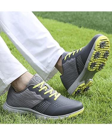 THESTRON Men Golf Shoes: Mesh Breathable Walking Sport Sneakers with 7 Spikes - Grey - Buy Online on SooperMarket.com