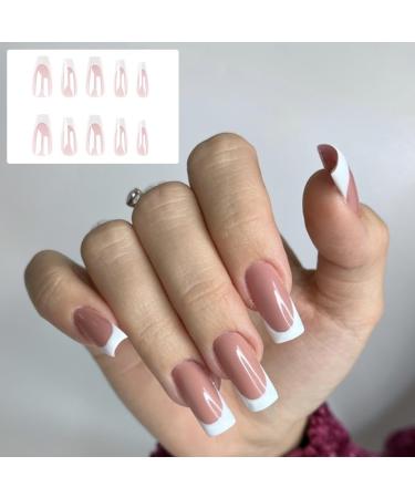 Ruarby 24x/Box Full Cover False Nails French Tip False Nails White French Press On Nails Artificial Nails Manicures Supplies - Buy Online on SooperMarket.com