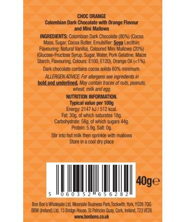 Bon Bon's Gourmet Orange Hot Chocolate Spoon 40g - Deliciously Decadent Treat - Buy Online on SooperMarket.com