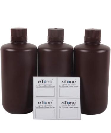 3X 1000ml Darkroom Chemical Storage Bottles Liquid Container Film Photo Developing Processing Equipment Printing Photosensitive UV Resin LCD/DLP Storage Amber Bottle 1L