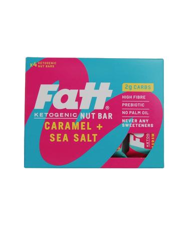 Fatt Keto Bars - Caramel & Sea Salt - 4 x 30g - 2g Carbs - 100% Natural - Low Carb Low Sugar High Prebiotic Fibre Vegan & Sweetener Free - FattBar Caramel & Sea Salt 4 count (Pack of 1)