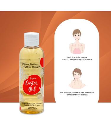Aroma Magic Castor Oil for Hair Growth Skin & Eyelashes | Pure Natural Carrier Oil | 3.38 Fl Oz - Moisturizing Aromatherapy Massage Oil - Buy Online on SooperMarket.com