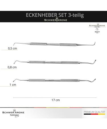 Professional 3-Piece Sword Crown Corner Lifter Set - Stainless Steel Double Probe Excavator with Sterilisable Ground Ends for International Shipping - Buy Online on SooperMarket.com