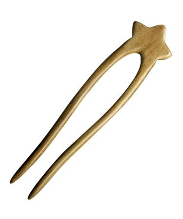 minkissy Wooden Star Hair Stick - Antique Chinese Hair Forks Vintage Wooden Hairpin for Long Hair Hanfu Headdress for Bride Ladies Women Girls