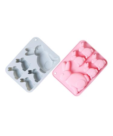 Zerodeko 2pcs Easter Cake Mold Gummy Molds Soap Mold Silicone Molds Silicone Cake Mold Easter Baking Mold Fondant Molds Chocolate Molds Silicone Baking Supply Easter Rabbit Mold