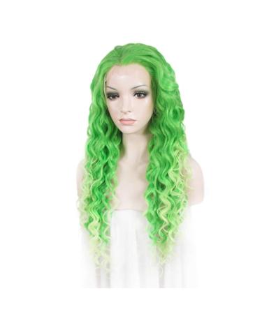 SHIYID Teal Green Long Loose Wave Synthetic Lace Front Wig - Heat Resistant Cosplay Wig for Women - Buy Online on SooperMarket.com