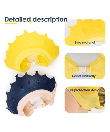 Naihod Soft Baby Shower Cap 2 Piece Set - Adjustable Bathing Shampoo Protection Hat for Toddler Kids - Buy Online on SooperMarket.com