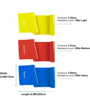 Resistance Bands Set - 3 Skin-Friendly Exercise Bands, 3 Resistance Levels - Ideal for Strength Training, Pilates, Yoga - for Women and Men - 6.5ft - Buy Online on SooperMarket.com