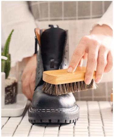 Shoe Polishing Brush With Wooden Handle High Shine Polish Buffing Brushes For Traditional Colour With Natural Bristles Ideal For Leather Shoes Boots Suede and Canvas - Buy Online on SooperMarket.com