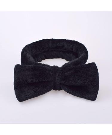 Makeup Headbands Spa Bow Washing Face Hair Band Towel Wrap Coral Fleece Elastic for Shower Sports Black Spa Headband - Buy Online on SooperMarket.com