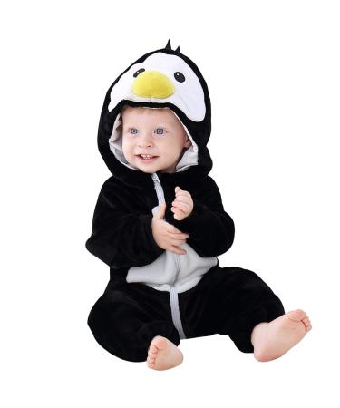 COOKY.D Unisex Winter Animal Hooded Baby Romper 3-36 Months 6-12 Months Black Bird