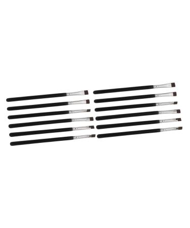 Baluue 12 Pcs Flat Eyebrow Brush Eyeliner Brush Cosmetics Tool Flat Concealer Brush Artificial Fiber Black