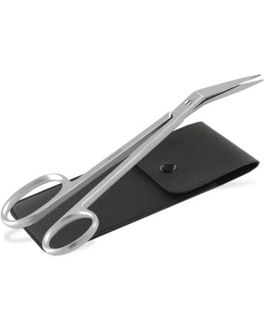 Long nail scissors footnail scissors for seniors made of stainless steel - nail cutter scissors with micro toothing in case as foot care set - an alternative for nail tongs