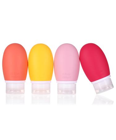 LIYUABU Silicone Travel Bottles 4 Pack 60ml Leak Proof Squeeze Refillable Portable Empty Travel Bottles Accessories Containers for Toiletries Shampoo Conditioner Lotion BPA Free TSA Approved 60ml Rose Red