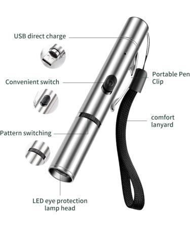 ISAKEN Cat Chaser Toys LED Light Pointer Pen USB Rechargeable Interactive Cat Toy with 5 Patterns Cats Tracker Wand Cat Red Dot Toy Training Exercise Tool for Indoor Cats Kitten - Buy Online on SooperMarket.com