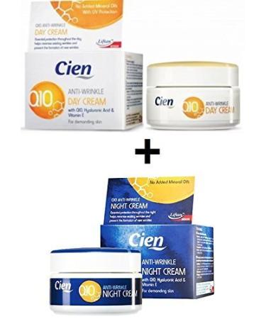 Buy Cien Anti-Wrinkle Day & Night Cream Set - 2 x 50ml with Q10 Hyaluronic Acid & Vitamin E - International Shipping Available - Buy Online on SooperMarket.com