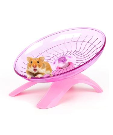 woojfcang Silent Hamster Wheel Flying Saucer Hamster Running Wheel for Syrian/Dwarf Hamster Gerbils Squirrels Guinea Pig Small Animals Pets Playing Toys Exercise Sports Wheel (Plastic Pink)