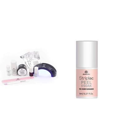 Alessandro Striplac Peel or SAK Starter Kit-Perfect Nails in 15 minutes-1x LED nail polish set including lamp & striplac-Color: Velvet Red & Striplac peel or soak nude Elegance-1 x 8ml