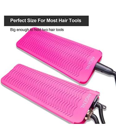 ANGENIL Silicone Mat Pouch for Professional Hair Straightener/Curling Iron 2 in 1 Titanium Ceramic Flat Iron/Curling Wand Pink - Buy Online on SooperMarket.com