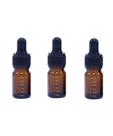 3 Pcs Empty Refillable Amber Glass Graduated Dropper Bottle Essential Oil Cosmetics Elite Fluid Container Jar Pot Holder with Glass Pipette Dropper (5ml/0.17oz)