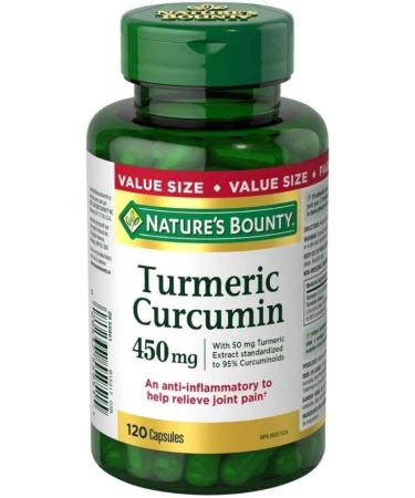 Nature's Bounty Turmeric Curcumin Pills and Herbal Health Supplement Helps Relieve Joint Pain Source of Antioxidants 450mg 120 Capsules