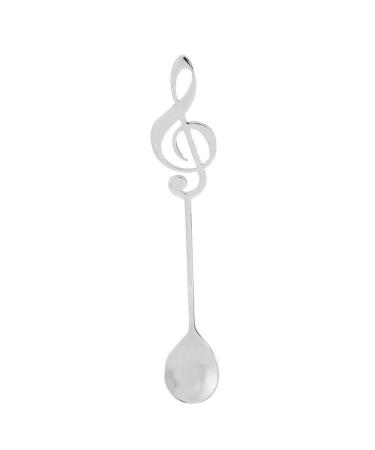 Stirring Spoon Stainless Steel Dessert Spoon Musical Note Coffee Drinking Stirring Spoons 15.5 * 2.5cm(Silver)