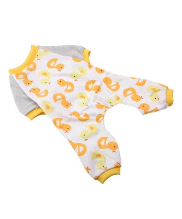 Cartoon Pajamas for Dogs and Cats Cotton Clothing Apparel Soft and Comfortable Elastic Cute Cartoon Pattern Easy to Clean Suitable for Small Pets (SY05 yellow duck) XS SY05 yellow duck