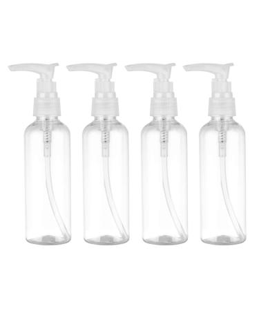 PRETYZOOM 4pcs 100ml Refillable Plastic Pump Dispenser Bottles for Lotion Massage Oil Shampoo Containers Round Pump Bottles Transparent
