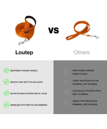 Loutep 5m Dog Training Leash - Durable Nylon Long Leash with Padded Handle & Heavy Duty Swivel Hook - Orange - Buy Online on SooperMarket.com