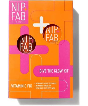 Nip+Fab Vit C 3 Piece Starter Kit | Contains Vit C Fix Cleansing Fix Scrub Sheet Mask | Face Skin Exfoliating Brightening Hydrating Toning Vitamin C for Skin Care | Vegan and Cruelty Free