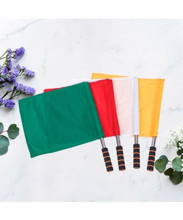 4pcs Stainless Steel Referee Flags with Sponge Handle for Soccer, Football, Volleyball - Yellow, Red, Green, White - Buy Online on SooperMarket.com