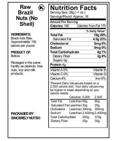 Sincerely Nuts Raw Brazil Nuts No Shell - 5lb Bag | Premium Whole Snack, Kosher, Vegan, Gluten Free | Keto & Paleo Friendly | Rich in Vitamins & Minerals - Buy Online on SooperMarket.com