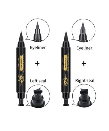 Go Ho Black Waterproof Wing Stamp Eyeliner 2 PCS - Cat Eye Winged Eyeliner Stamp for Left & Right Wing - Smudge-proof & Long-Lasting - 10MM Super Slim Felt Tip - Buy Online on SooperMarket.com