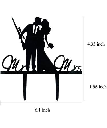 Mr and Mrs Wedding Cake Topper - Groom & Bride With Heavy Gun and Holding Flowers - Funny Gun Theme Wedding/Anniversary/Bridal Shower Cake Topper Funny Wedding Cake Topper (Heavy Gun) - Buy Online on SooperMarket.com