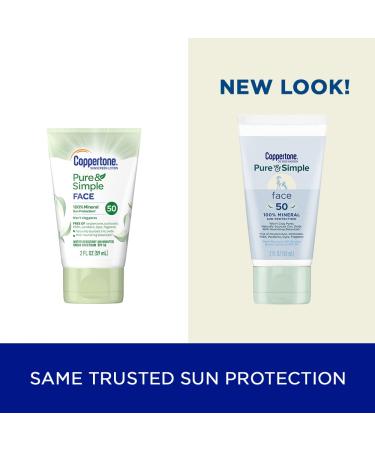 Coppertone Pure & Simple SPF 50 Face Sunscreen Lotion - Mineral Zinc Oxide Formula - Water Resistant - Hypoallergenic - 2oz Travel Size - Buy Online on SooperMarket.com
