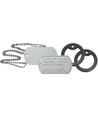 Personalized Dog ID Tags | Custom Embossed Chains | Set of 2 with Silencers | Military Style Rambo Design | International Shipping - Buy Online on SooperMarket.com