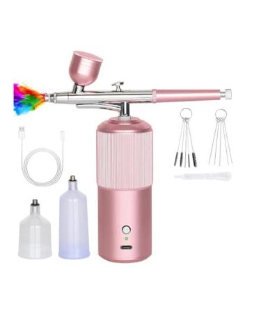 Closer Airbrush Set - Handheld Airbrush Compressor Pink Metal for Nail Art Cosmetics Cake Decorating