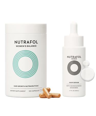 Nutrafol Women's Balance Hair Growth Supplement and Hair Serum  Ages 45 and Up  Clinically Tested for Visibly Thicker and Stronger Hair - 1 month supply  1.7 Fl Oz Bottle