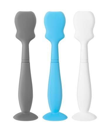 3 Pack Baby Diaper Cream Spatula Applicator Soft Silicone Baby Butt Paste Spatula Diaper Rash Cream Brush for Baby Newborn (Blue Gray White)