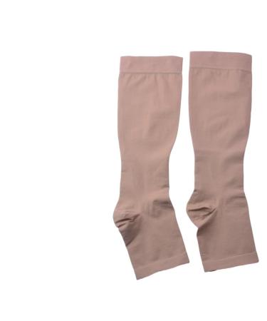 ROSENICE Open Toe Compression Socks Knee Highs for Women Size XL (Nude)