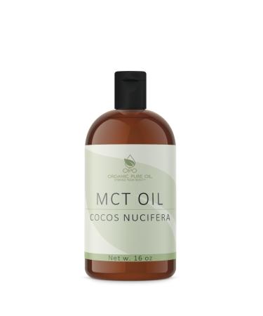 OPO MCT Oil - 100% Pure Fractionated Coconut from Coconut Fruit Organically Sourced Non GMO Medium Chain Triglyceride Vegan Bulk C8 & C10 Carrier Oil - 16 oz 1 Pint - Skin Hair Cuticles Facial Hair