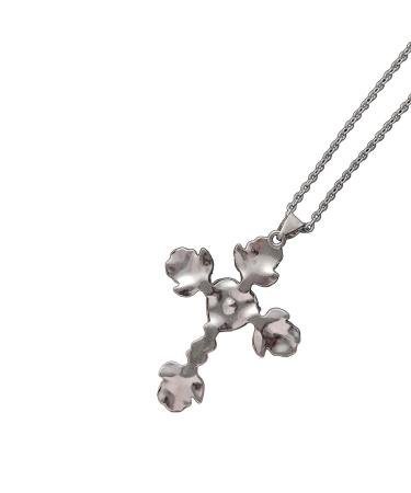 Oralgos filigree craftsmanship jewelry unique thorn rose cross fans necklace with a Gothic charm for meetings red