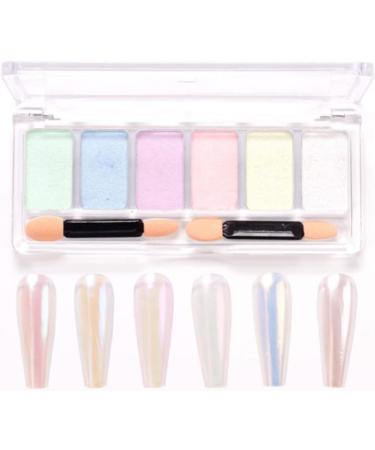 Nail Mirror Powder 6 Colours Manicure Chrome Glitter Pigment with Eyeshadow Stick Colorful nail chrome powder - Buy Online on SooperMarket.com