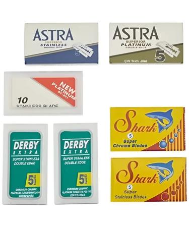 Astra Dorco Shark Double Edge Safety Razor Blades SamplPack - Pack of 40 Blades